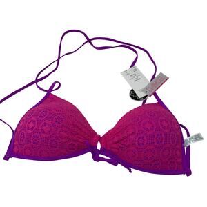 NEW! Damsel Crochet Bikini Top Push Up Technology Hot Pink Purple - L